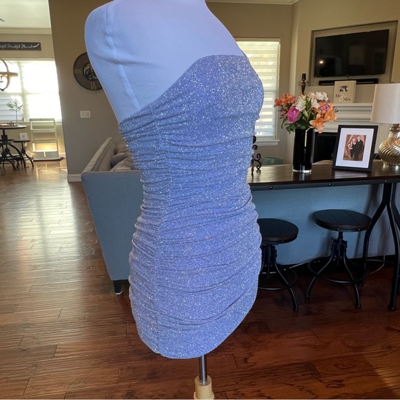 B. Darlin Ruched Sparkle Homecoming Dress Size 5/6 Small Lavender Purple Glitter - Picture 5 of 13